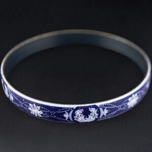 Vintage Michaela Frey Enamel Bangle Bracelet Blue Austria 7” Pre-FreyWille